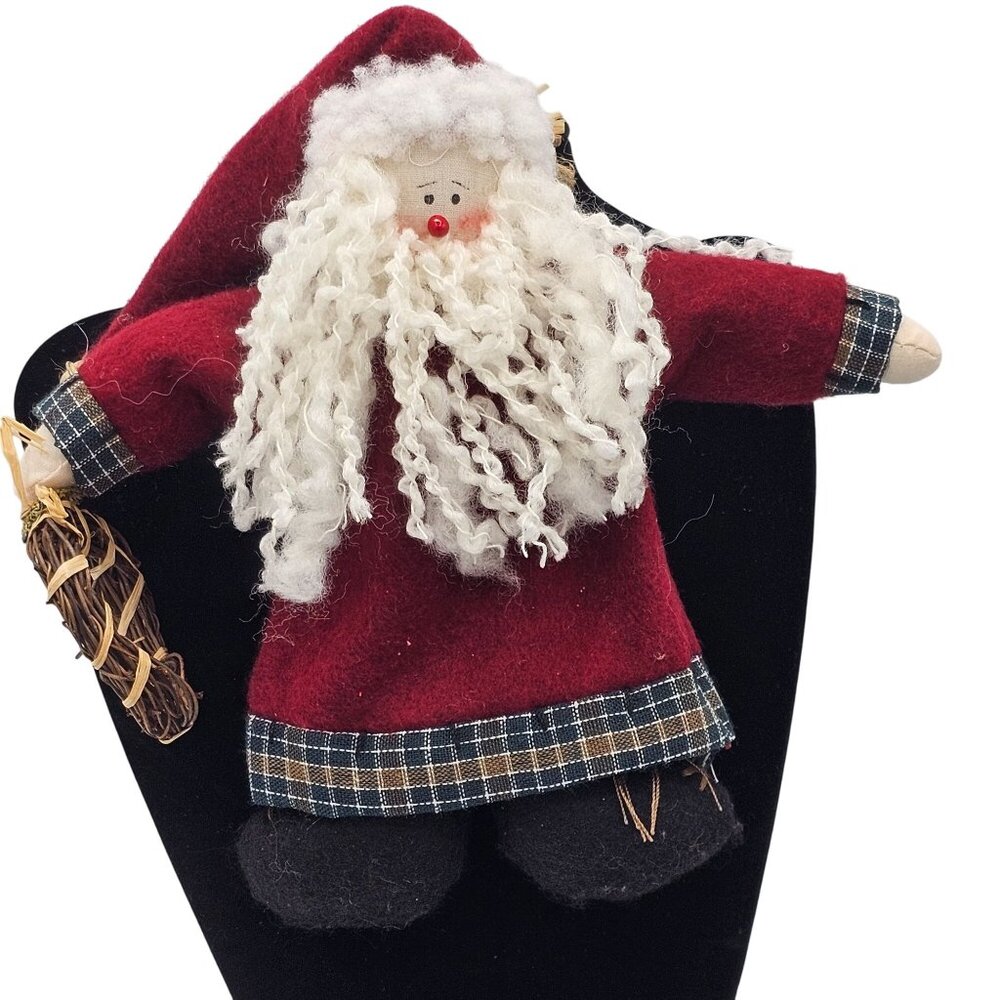 (A1382) Vintage Christmas Santa Claus Handmade Cloth Felt Plush Doll